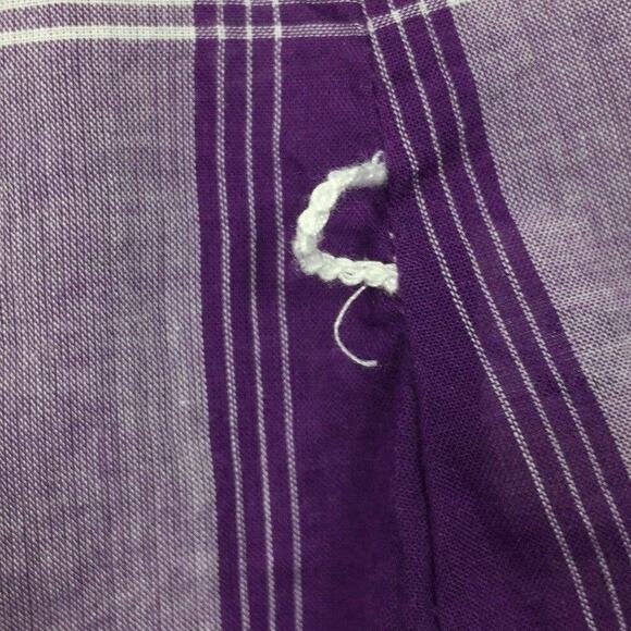 American Eagle Blouse Womens 4 Purple White Plaid Ruffle Casual Top Cotton - Picture 7 of 7